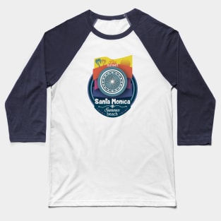 Sunsent Pier - Santa Monica Pacific wheel (blue colors) Baseball T-Shirt